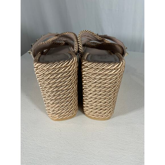 Valentino 'Rockstud' Purple Torchon Espadrille Wedge Sandal Size 9 US / 39 EU - Picture 6 of 8